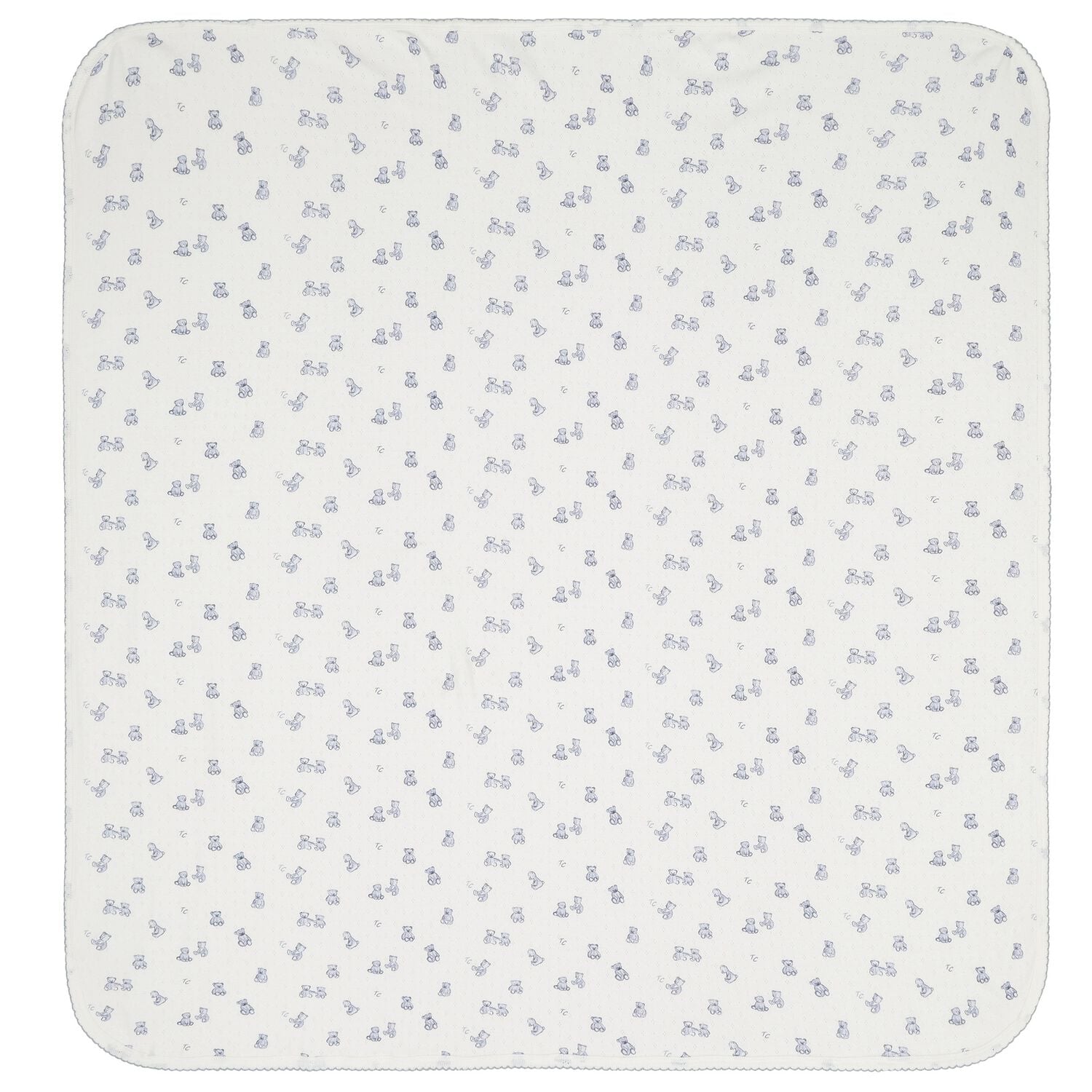 Baby Boys Ivory & Blue Teddy Bear Blanket, 2, hi-res