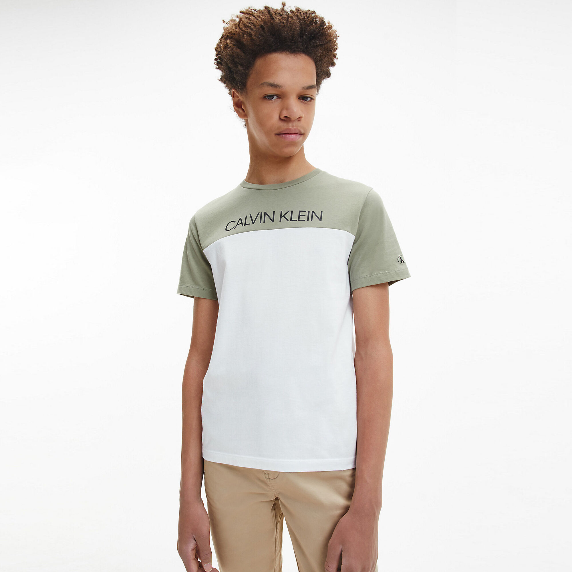 Calvin klein khaki t on sale shirt