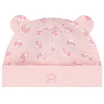 Baby Girls Pink Teddy Bear Logo Hat