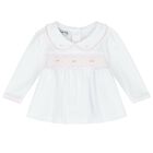 Baby Girls White and Pink Smocked Set, 1, hi-res