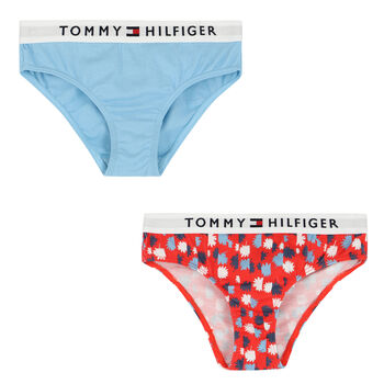Girls Blue & Red Logo Knickers (2-Pack)