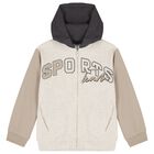 Boys Beige Hooded Tracksuit Set, 1, hi-res