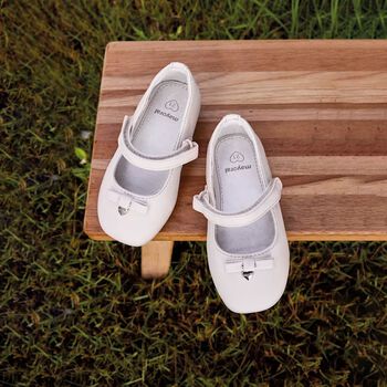 Younger Girls White Bow Ballerina Shoes