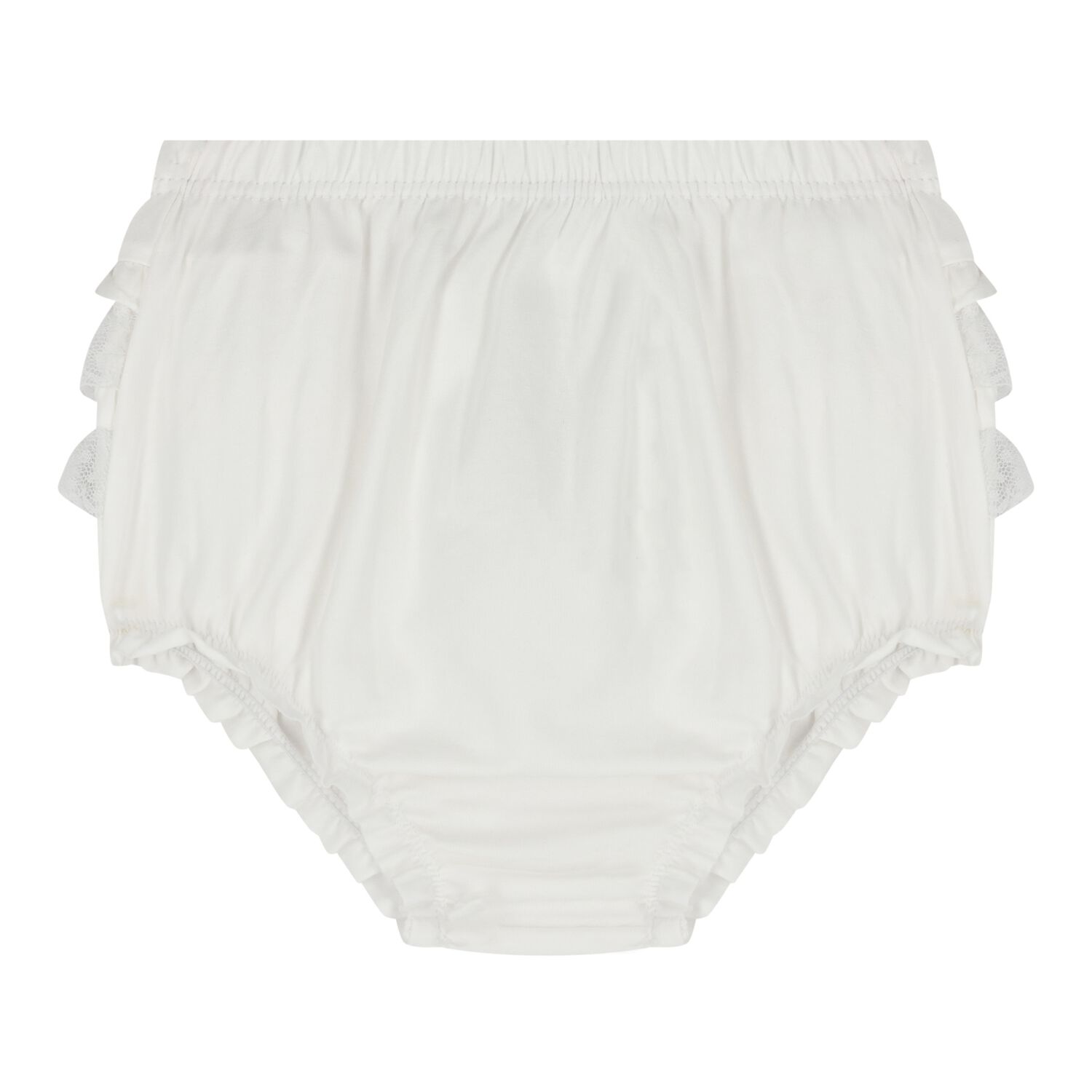 Baby Girls White Ruffled Knickers, 2, hi-res