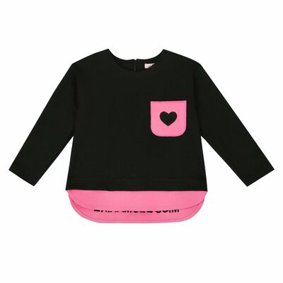 Girls Black & Pink Long Sleeve Top
