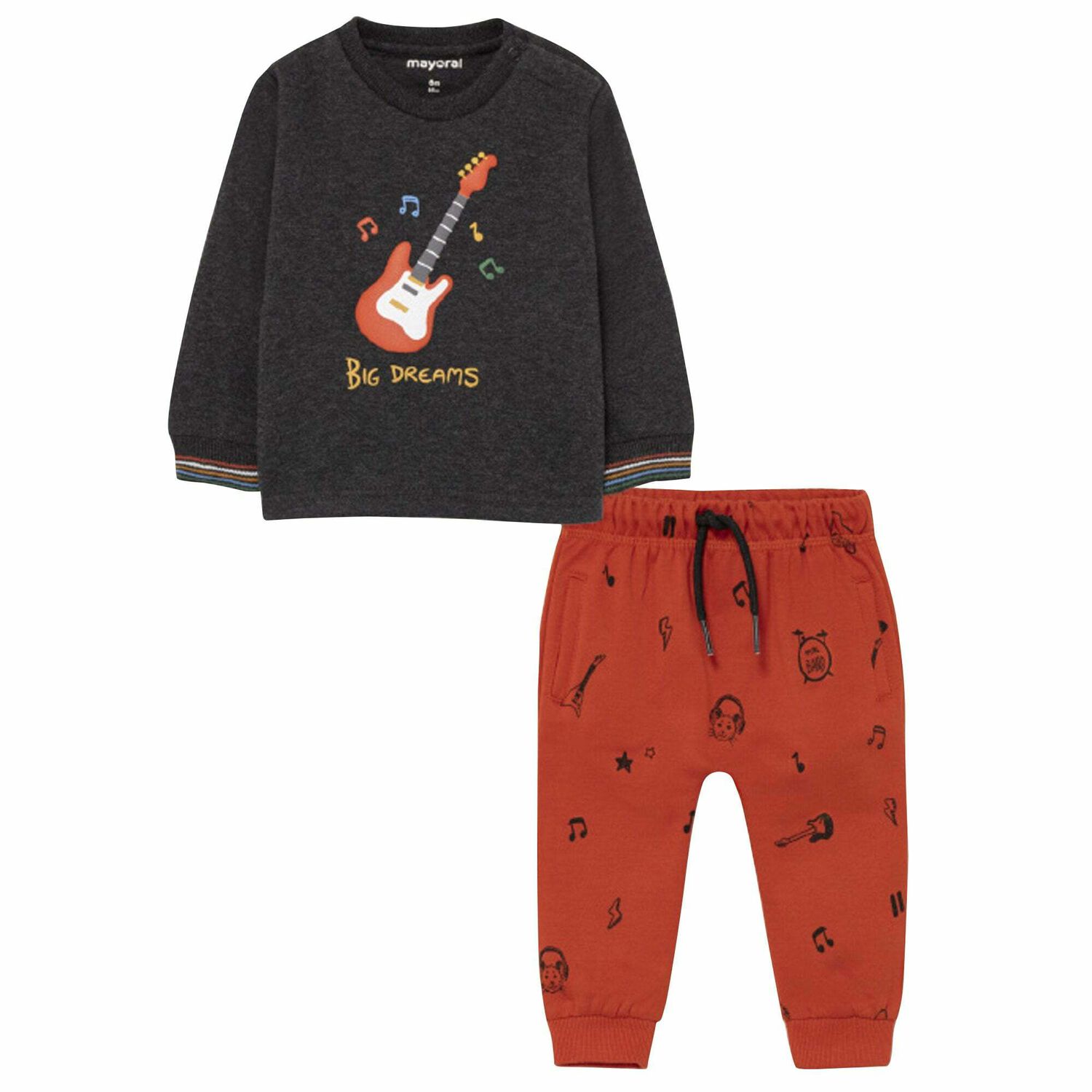 Younger Boys Grey & Orange Guitar Tracksuit, 1, hi-res image number null
