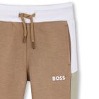 Younger Boys Beige Logo Joggers, 1, hi-res