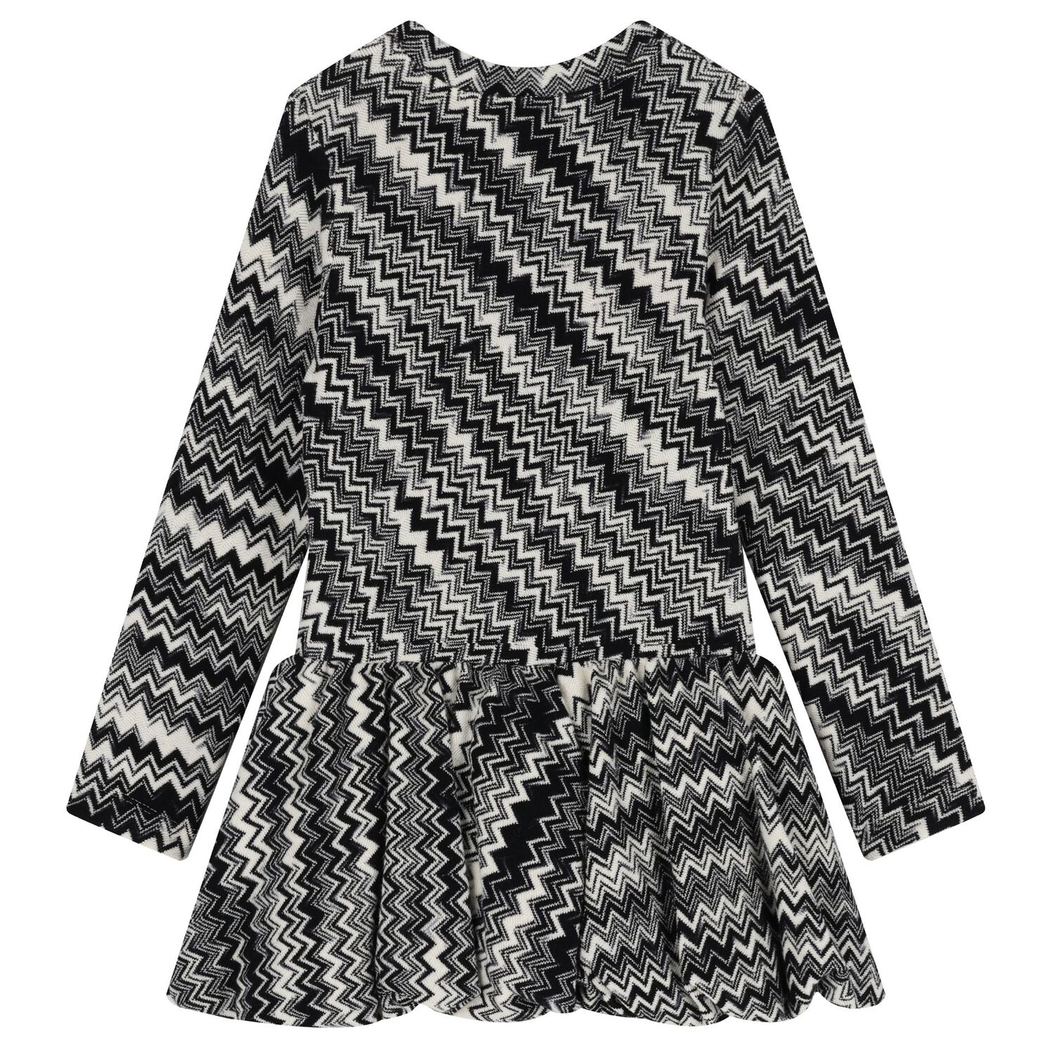 Girls Black & Ivory Zig Zag Dress, 1, hi-res
