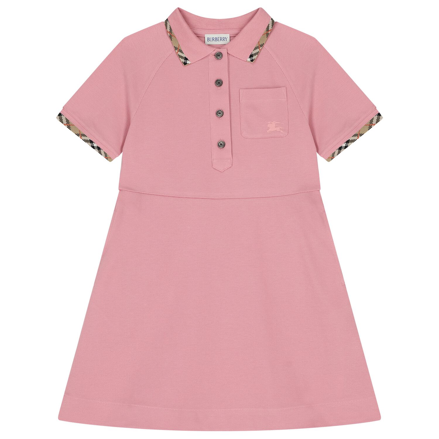 Girls Pink Logo Check Dress, 1, hi-res