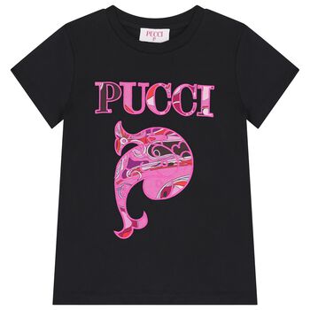 Girls Black Pesci Logo T-Shirt