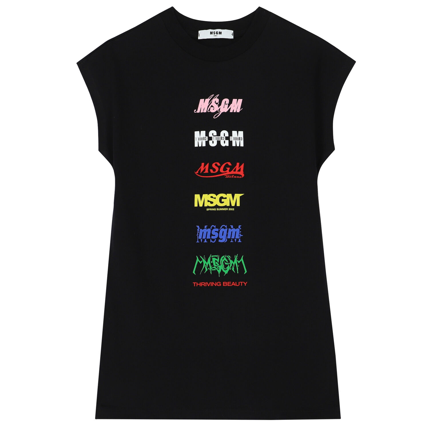 msgm t shirt dress MSGM Girls Black Logo T-Shirt Dress