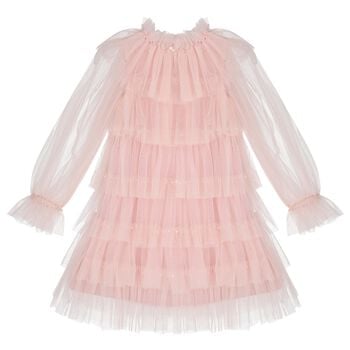 Girls Pink Layered Tulle Dress