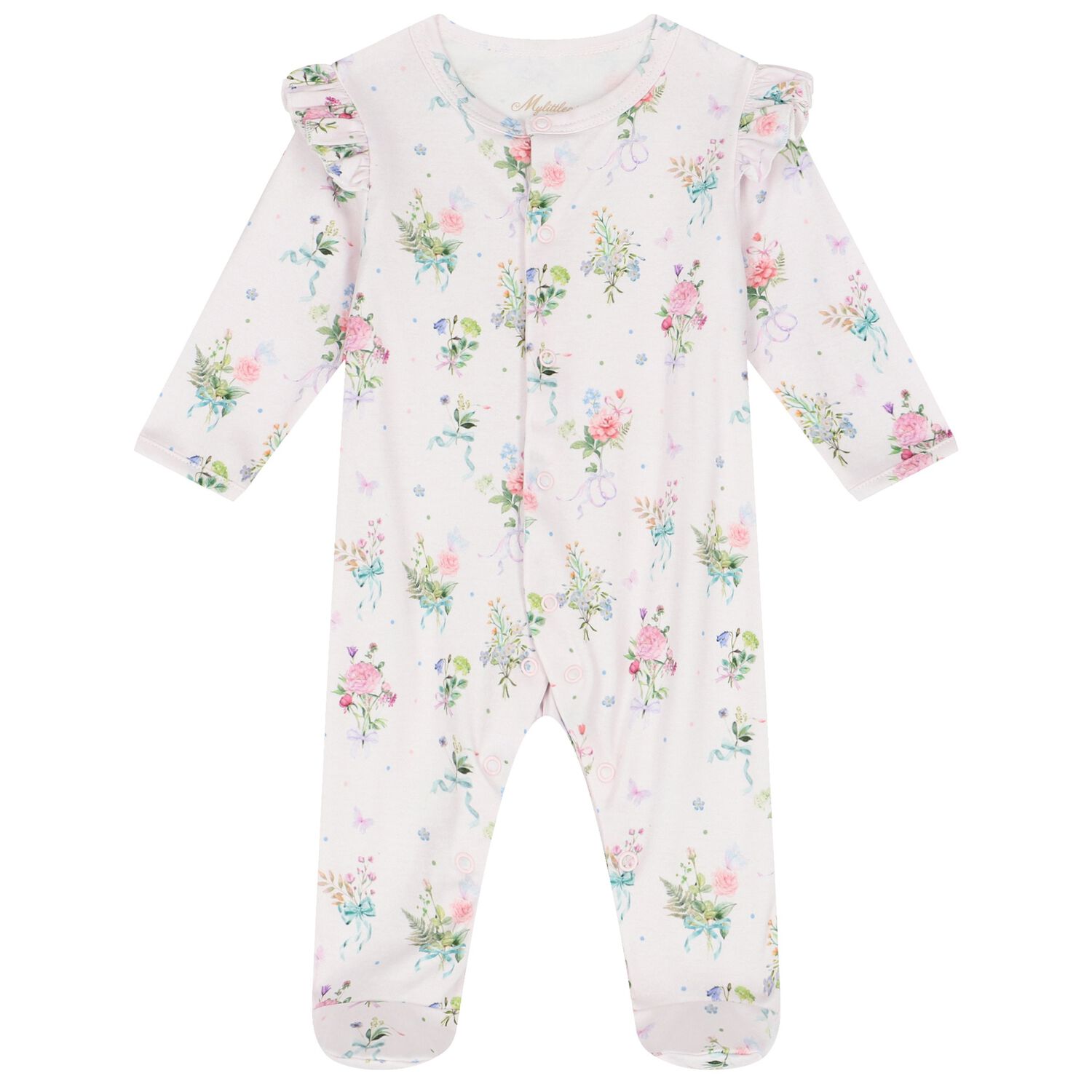 Baby Girls Pink Floral Babygrow, 1, hi-res image number null