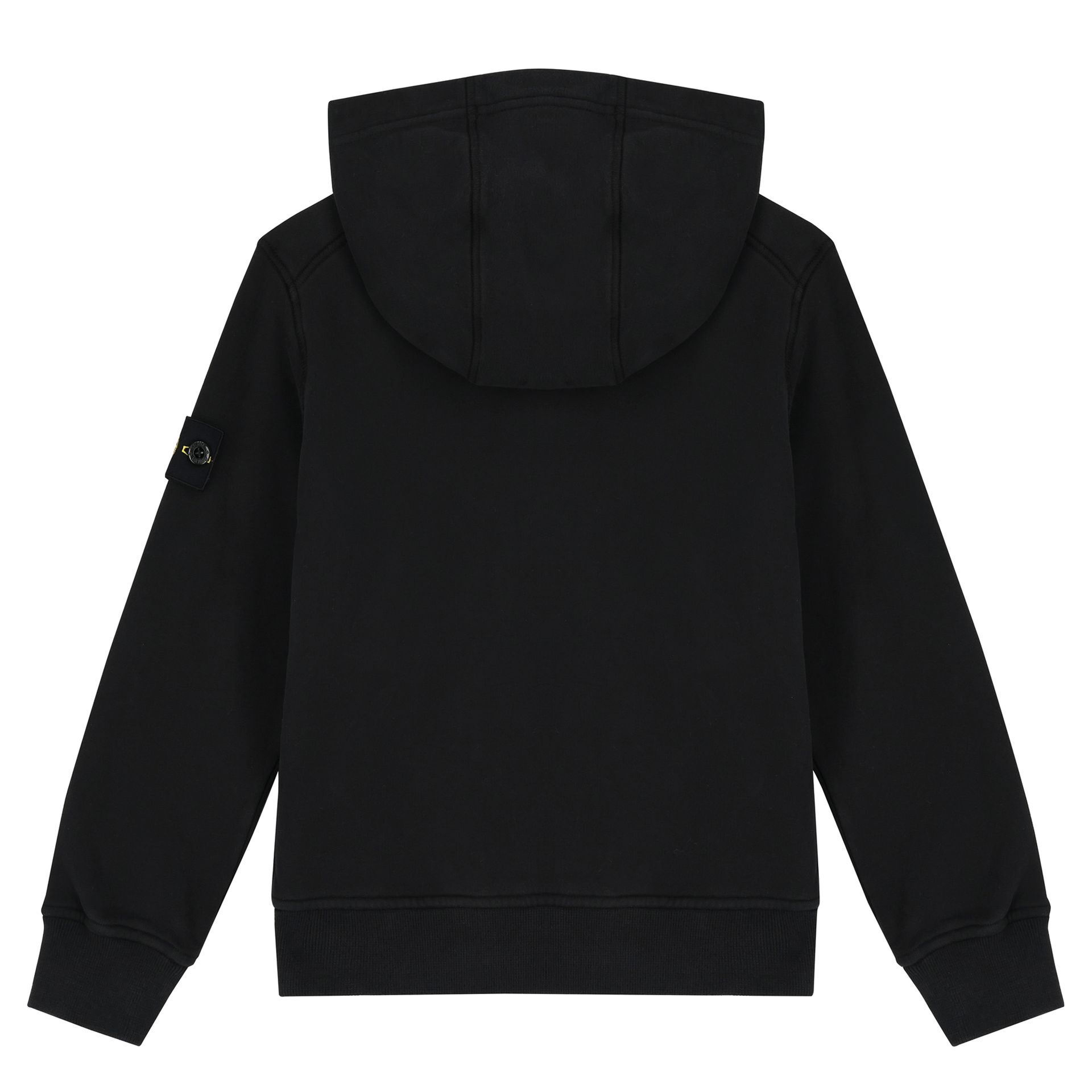 Stone Island Boys Black Logo Hooded Zip Up Top | Junior