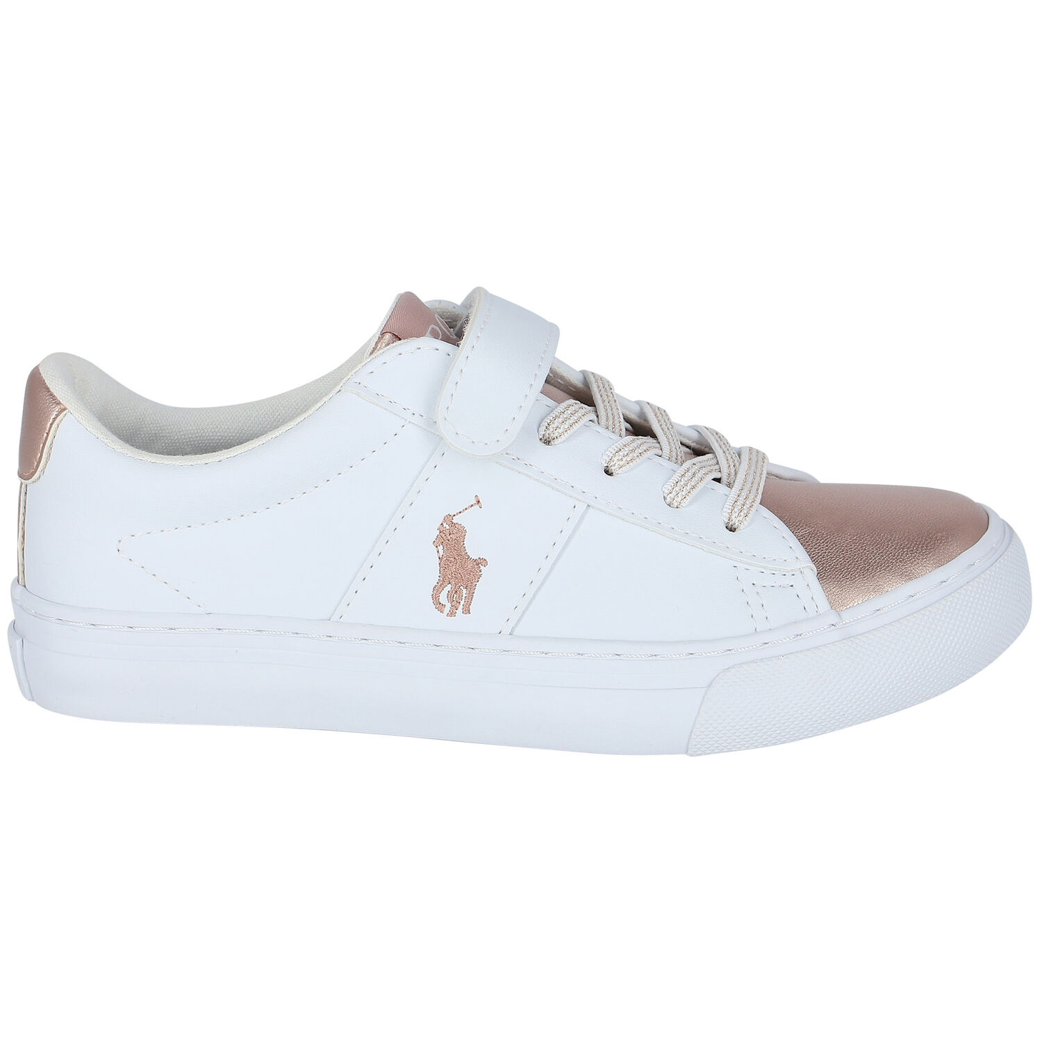 Girls White Logo Trainers, 1, hi-res