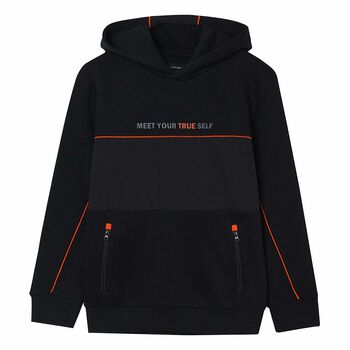 Boys Black Hooded Top