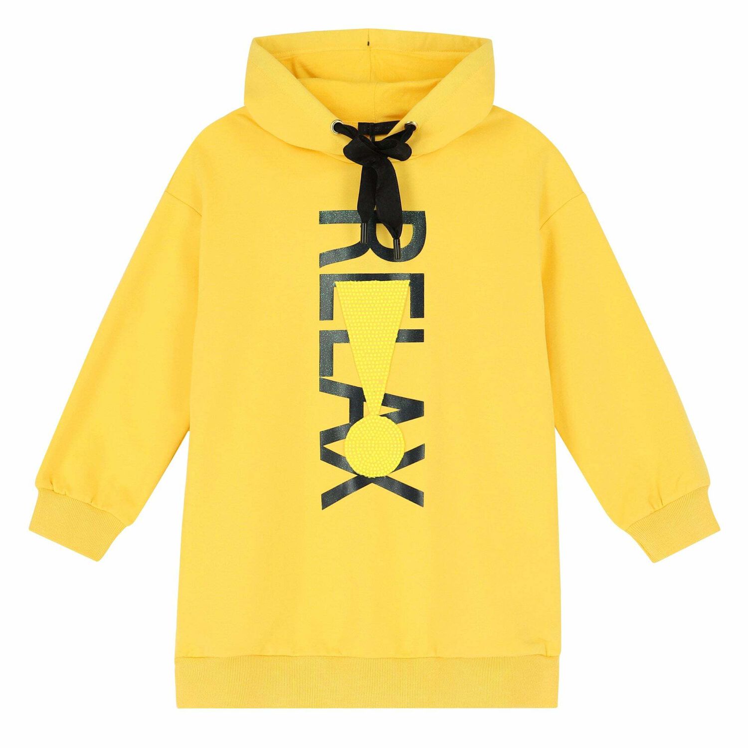 Girls Yellow Sweatshirt Dress, 1, hi-res image number null