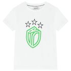 طقم شورت أولاد بالشعار باللون الأسود والابيض, 1, hi-res