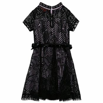 Girls Black Belted Dress