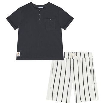 Boys Grey & White Shorts Set