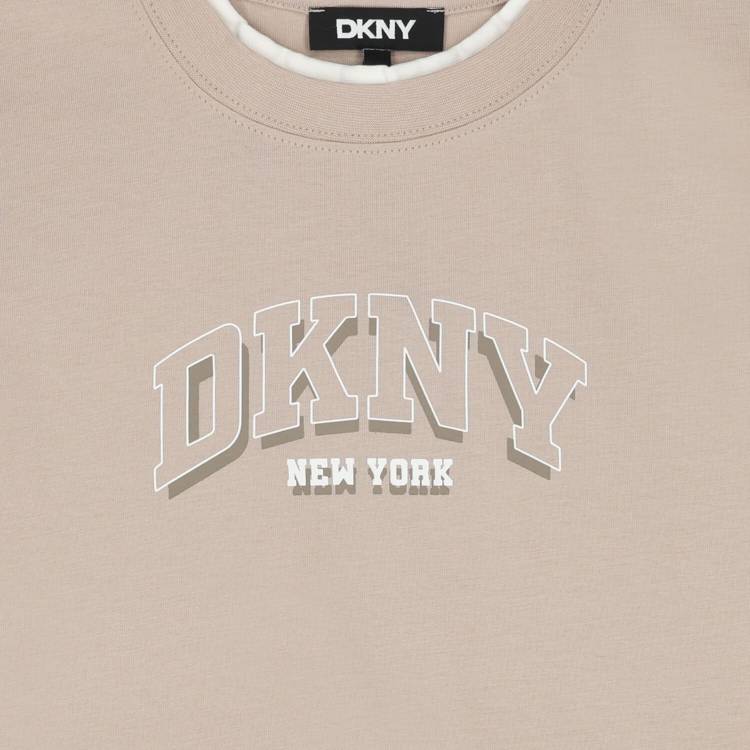 Boys Beige & White Logo T-Shirt, 1, hi-res