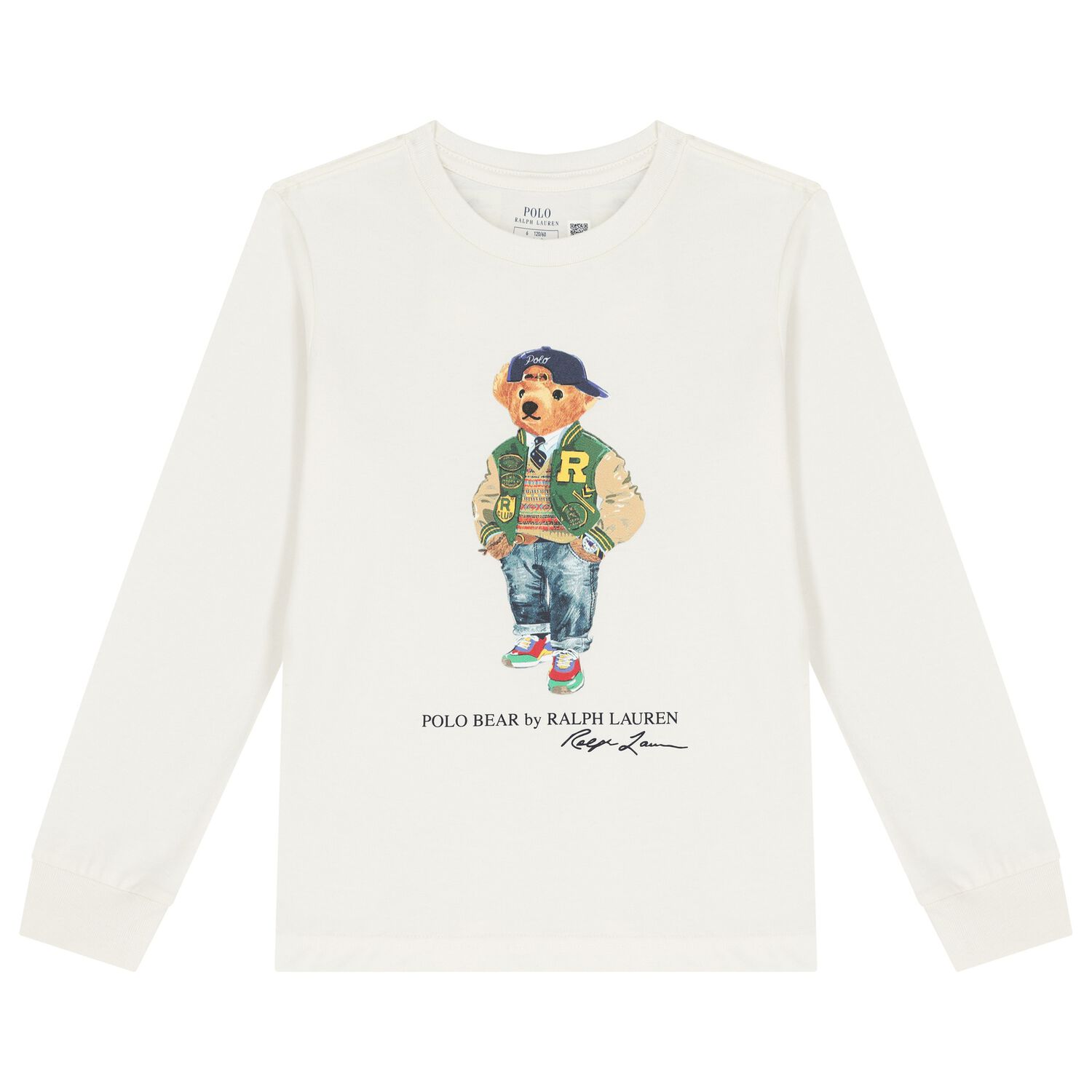 Boys Ivory Polo Bear Long Sleeve Top, 1, hi-res image number null