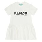 Younger Girls White Logo Dress, 1, hi-res