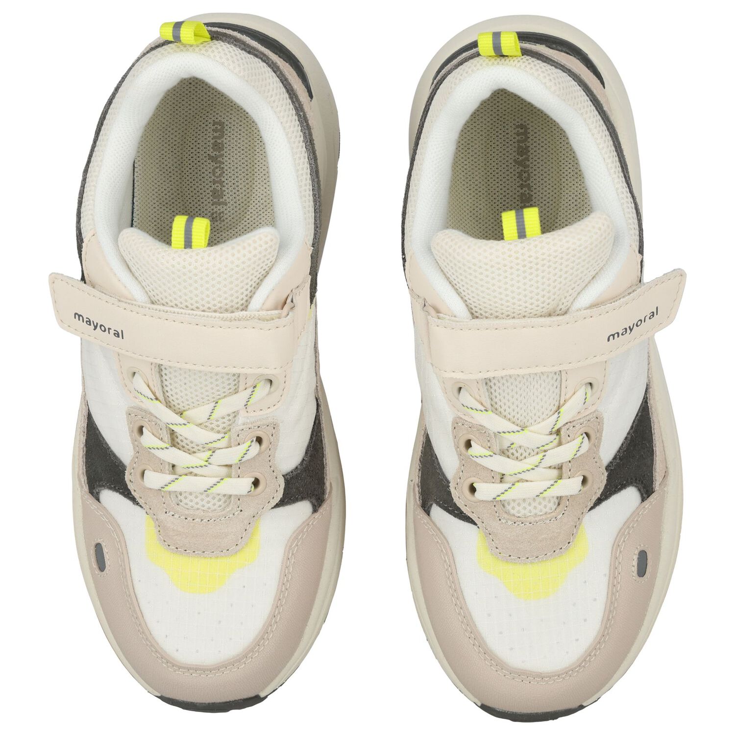 Boys Beige & Grey Trainers, 1, hi-res