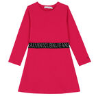 Girls Pink Logo Dress, 2, hi-res