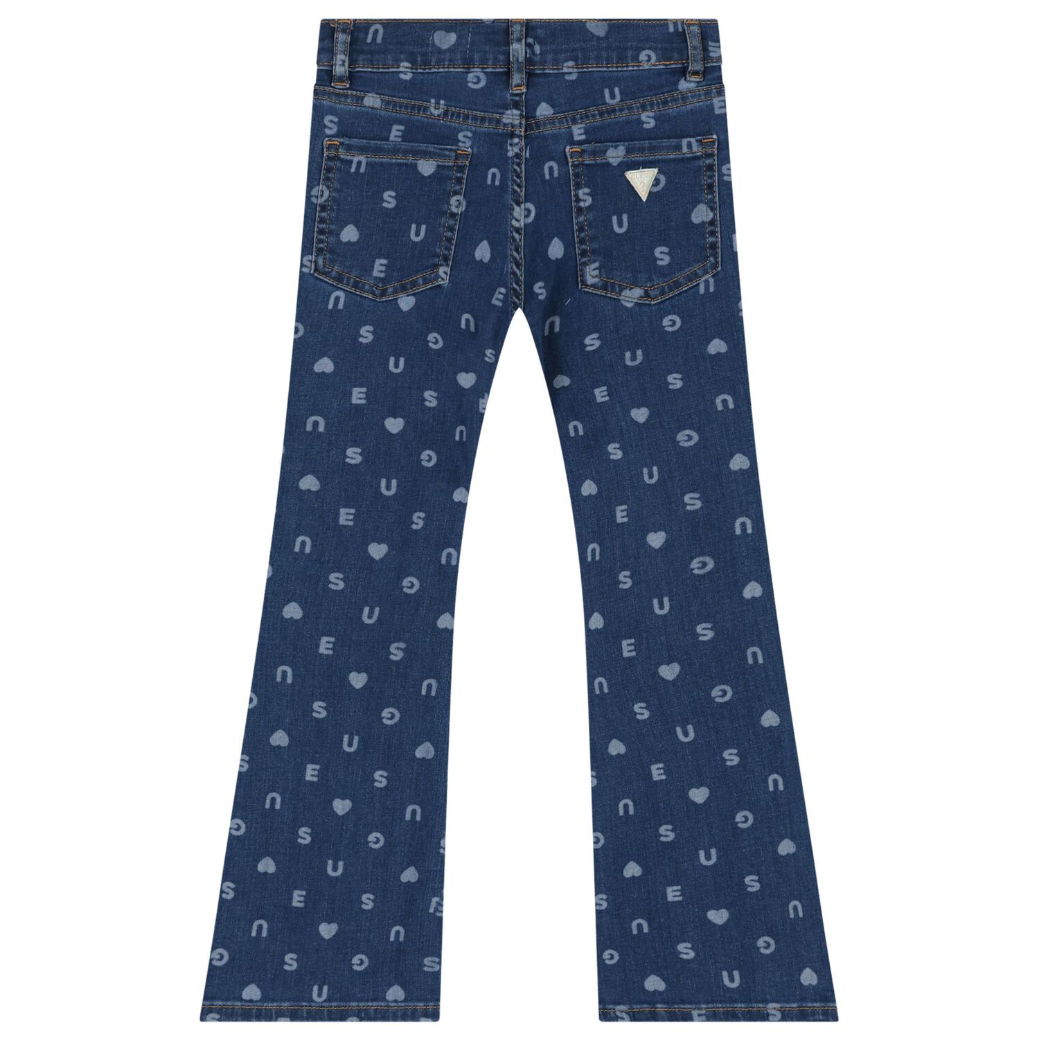 Girls Blue Denim Logo Jeans, 1, hi-res