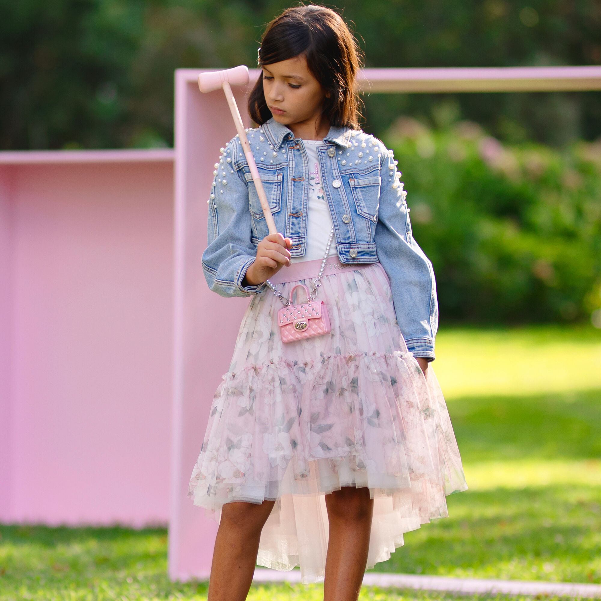 Pink tulle skirt top underlay