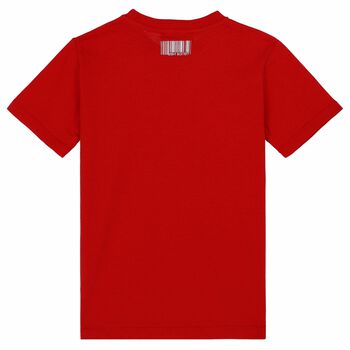 Boys Red Logo Printed T-Shirt