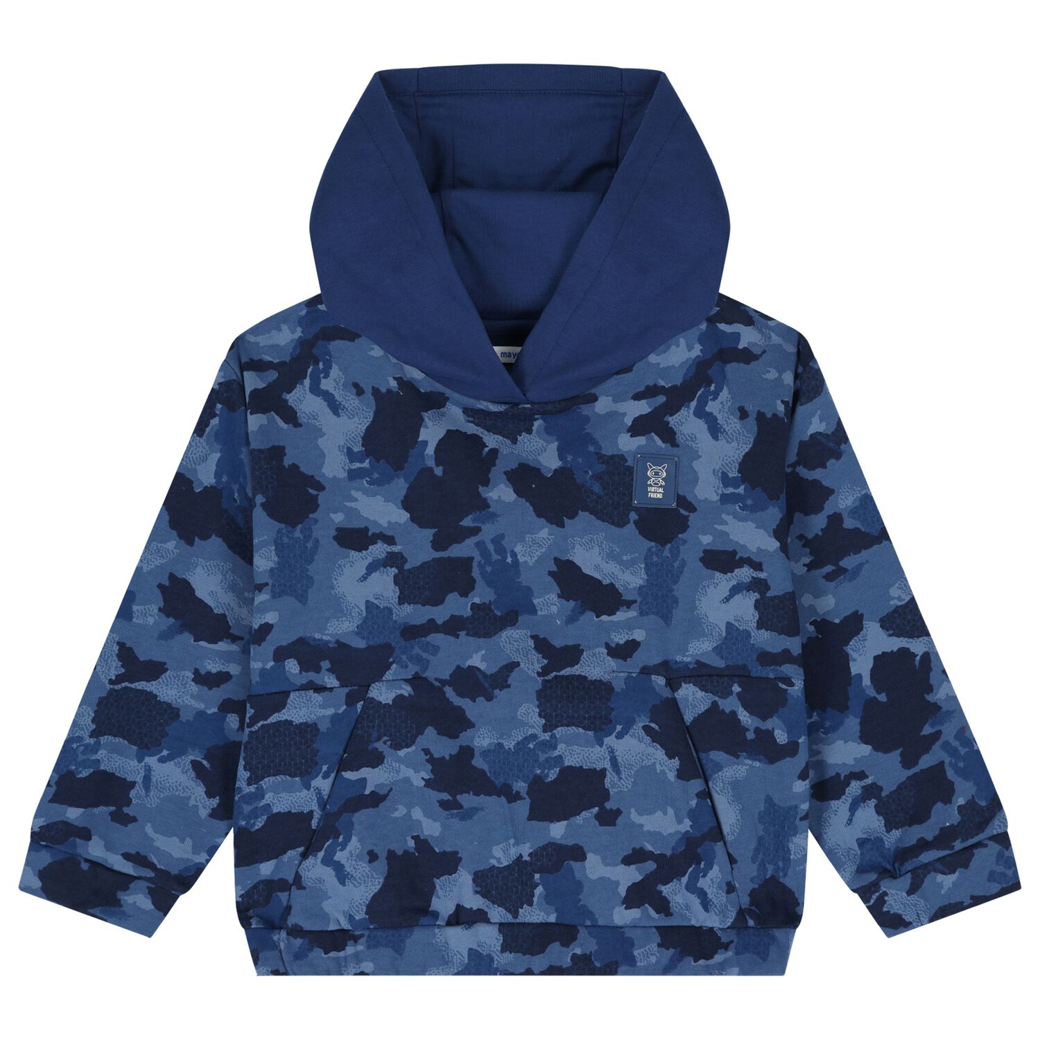 Boys Blue Camouflage Hooded Top, 1, hi-res
