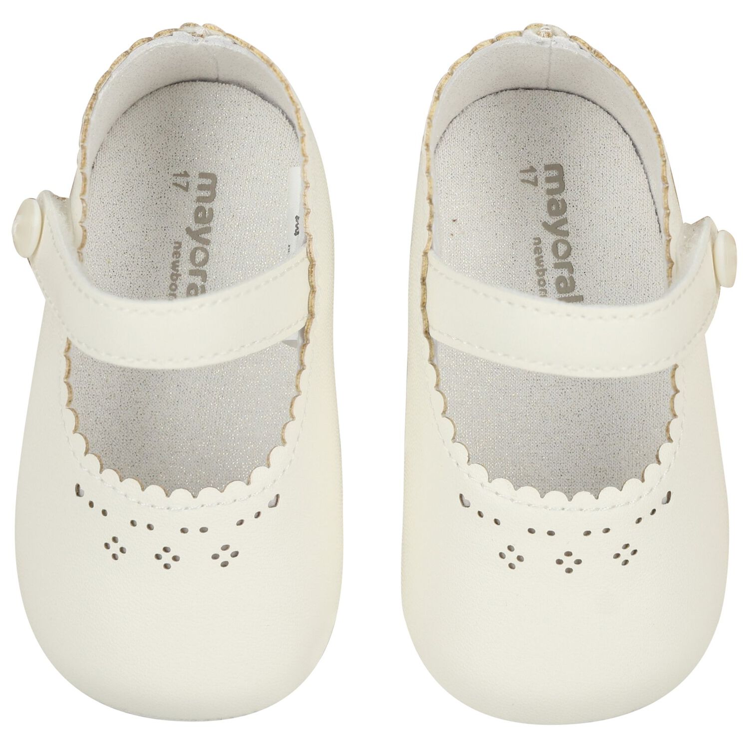 Baby Girls Ivory Leather Pre Walker Shoes, 1, hi-res