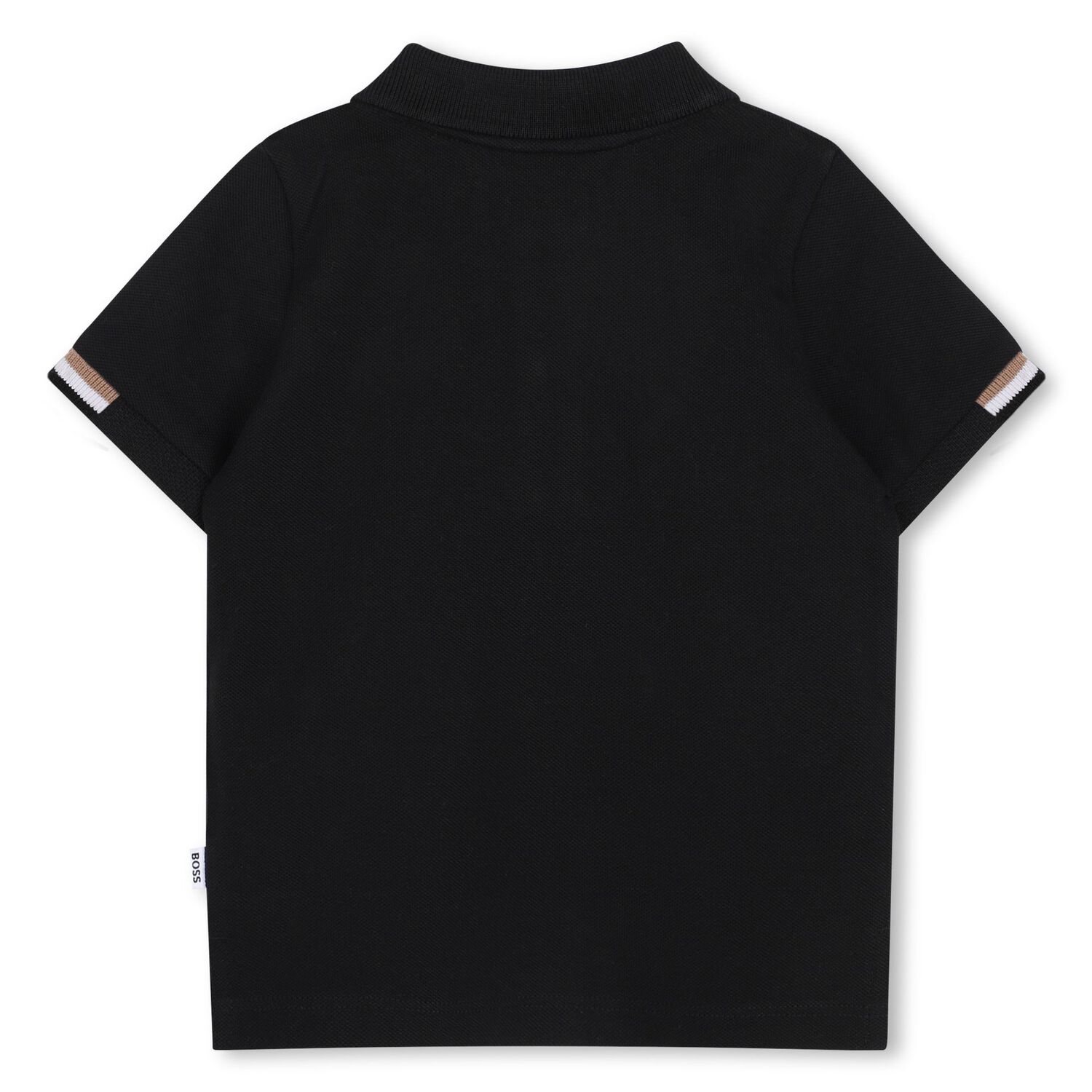 Younger Boys Black Logo Polo Shirt, 1, hi-res