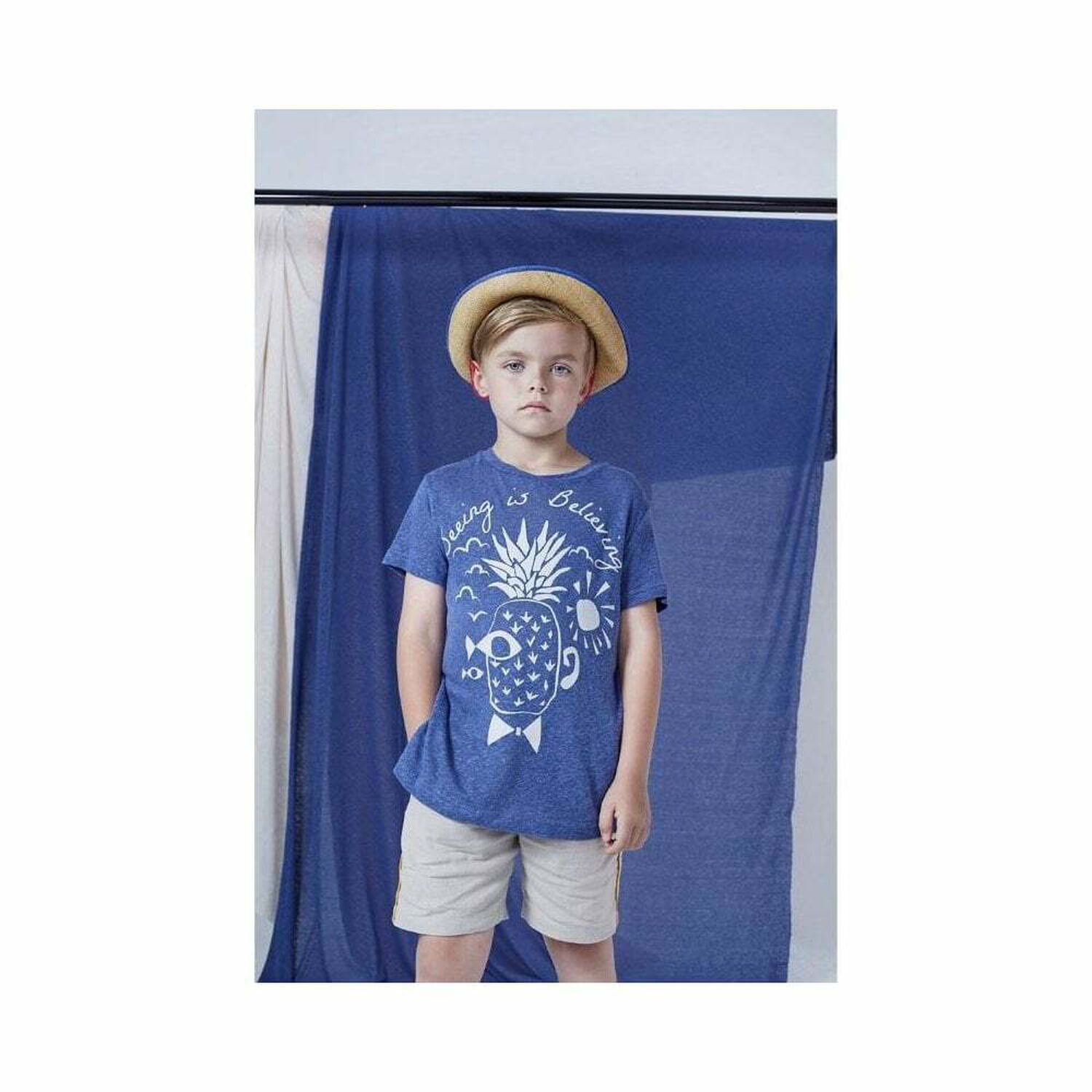 Boys Short Sleeve Navy Blue T-Shirt, 1, hi-res image number null