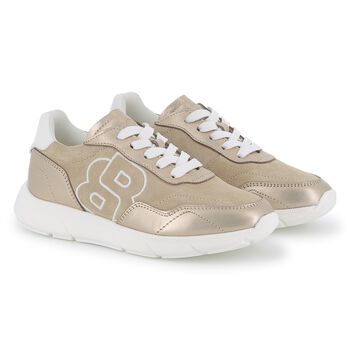 Girls Gold Logo Trainers