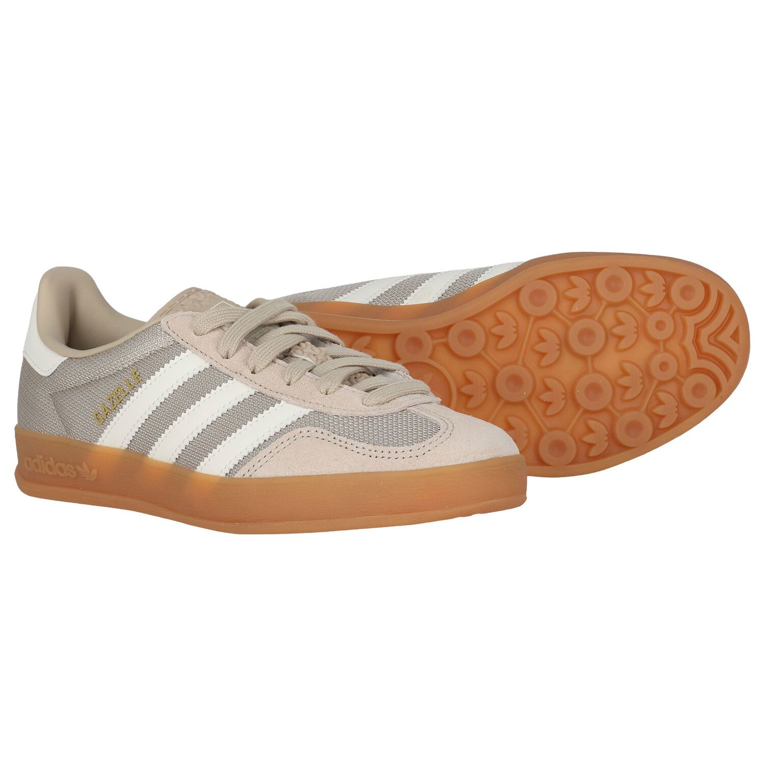 Beige & White Gazelle Trainers , 1, hi-res