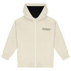 Ivory Logo Hooded Zip Up Top, 1, hi-res