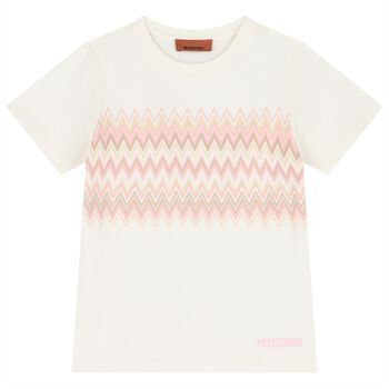 Girls Ivory Zig Zag Logo T-Shirt