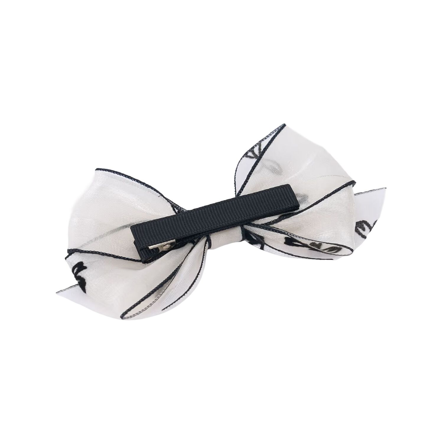 Girls White & Navy Blue Bow Hairclip, 1, hi-res