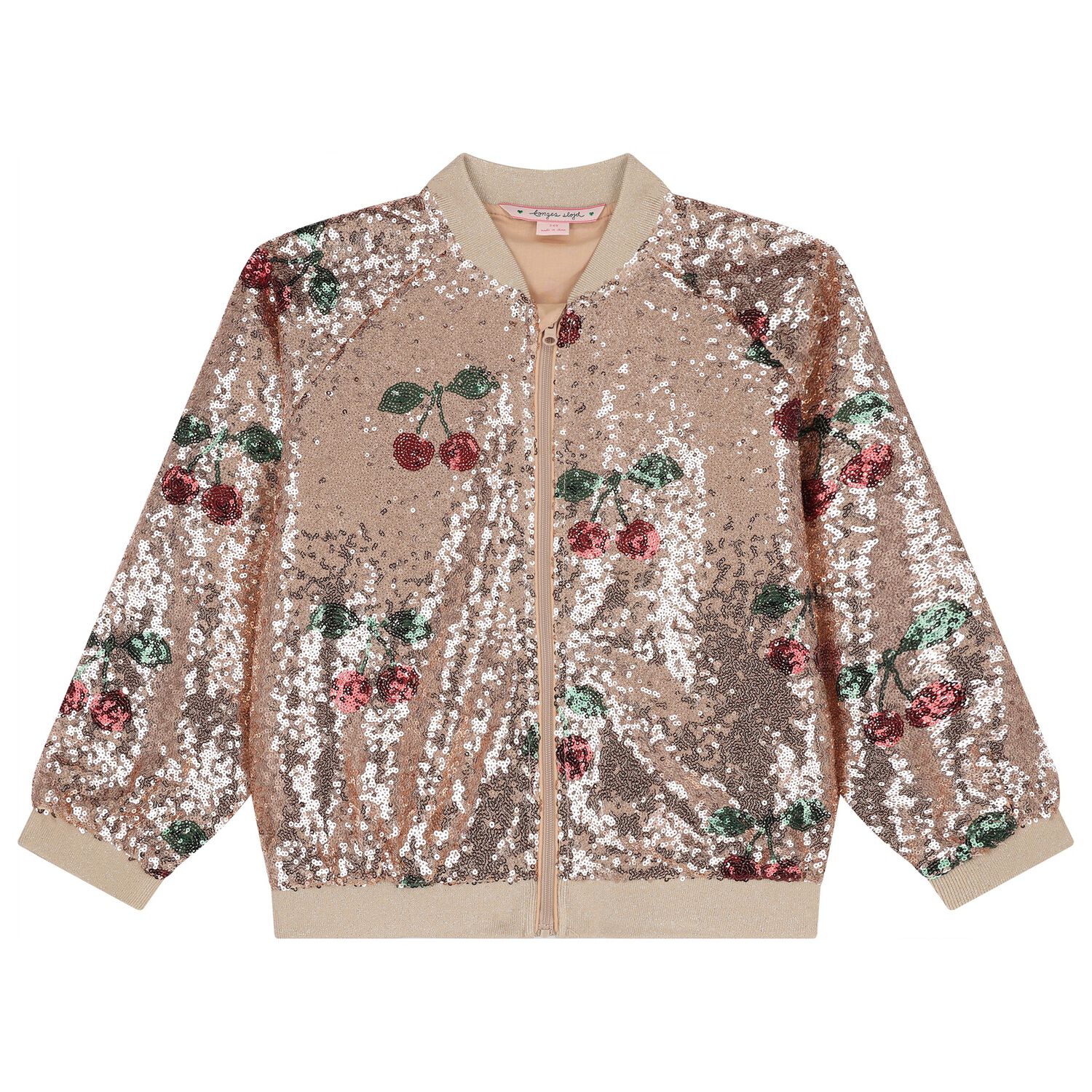 بلوزة بنات بسحاب من الترتر باللون الذهبي و الوردي , 1, hi-res