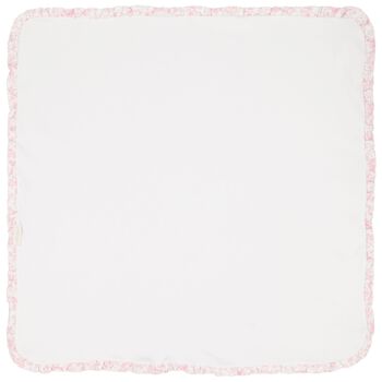 Baby Girls White & Pink Floral Blanket