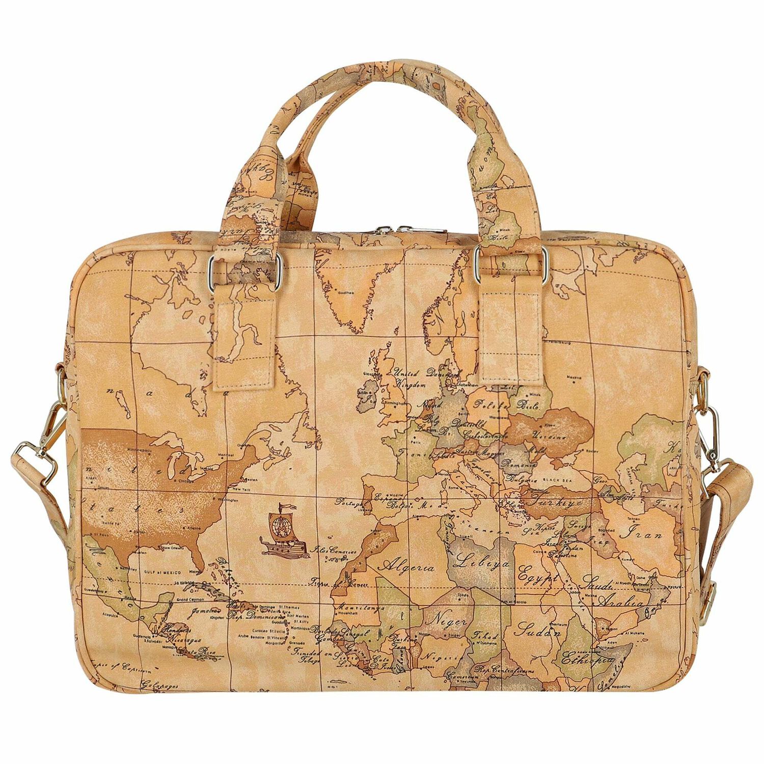 Beige Geo Map Baby Changing Bag, 4, hi-res