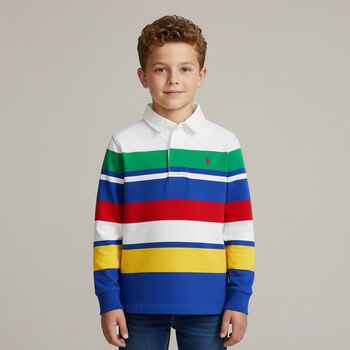 Boys Multi-Coloured Logo Polo Shirt, 1 Boys Multi-Coloured Logo Polo Shirt
