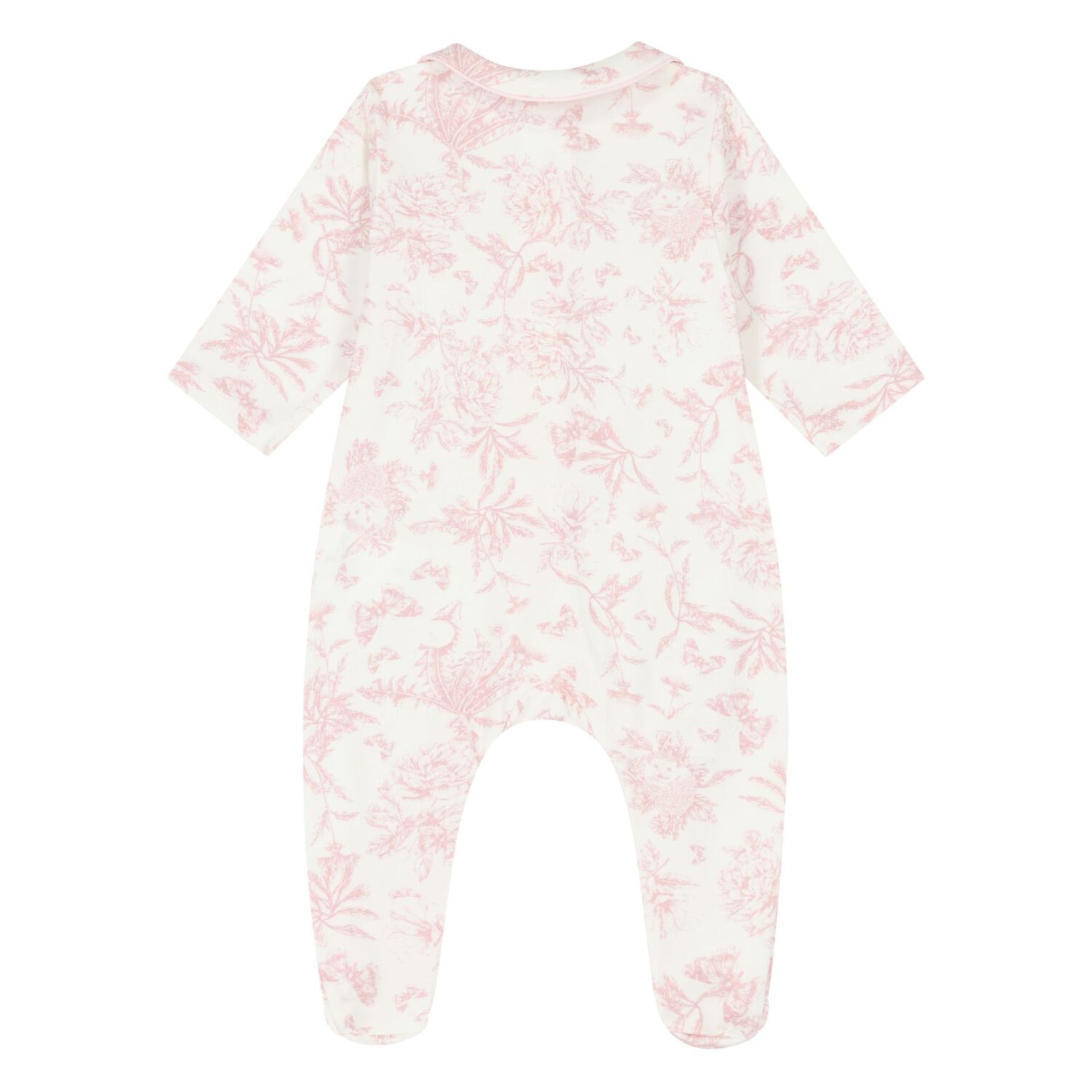 Baby Girls Ivory & Pink Toile Du Jouy Babygrow, 1, hi-res