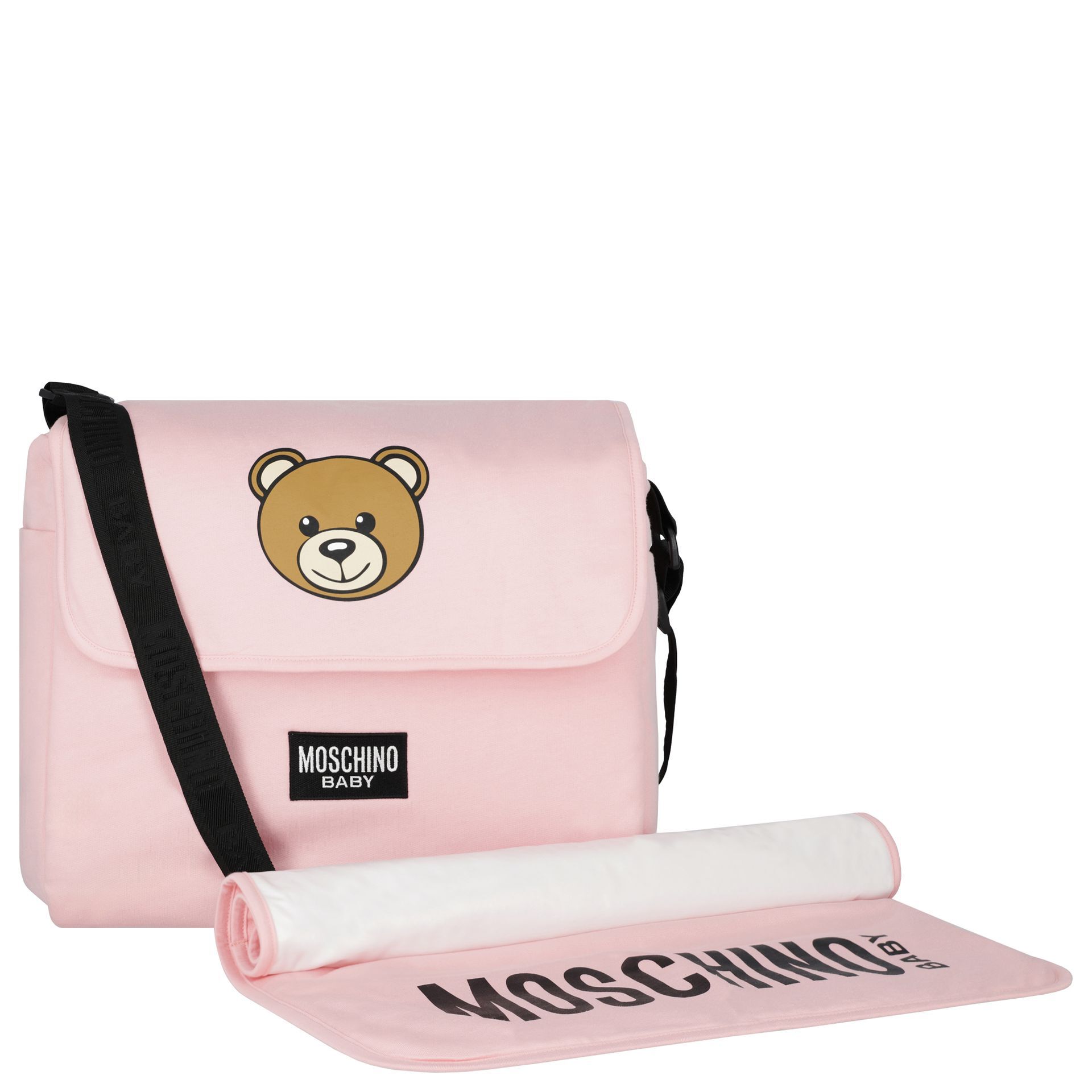 Moschino Pink Teddy Bear Logo Baby Changing Bag | Junior