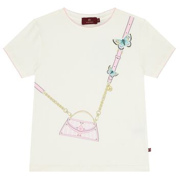 Girls Ivory Logo Bag T-Shirt
