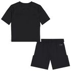 Boys Black Logo Shorts Set, 1, hi-res