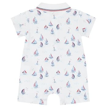 Baby Boys White Sailboat Romper